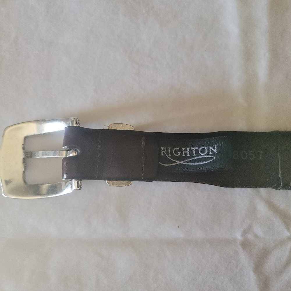 Brighton Brown Leather Belt with Silver Buckle - 36 - Picture 4 of 7